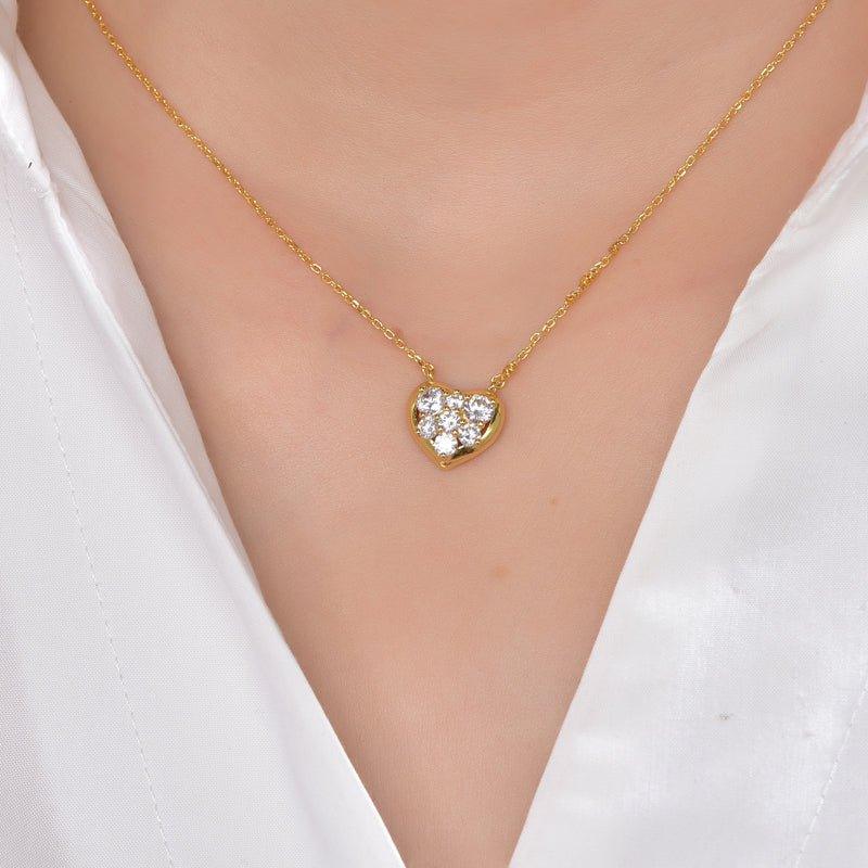 Halo White Stone Heart Cut Necklace - Trendolla Jewelry