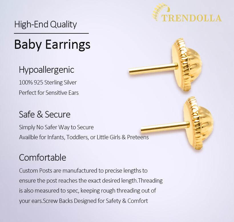 Jeweled Petite Butterfly Sterling Silver Baby Children Screw Back Earrings - Trendolla Jewelry