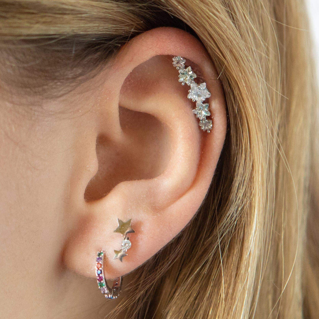 Orion Star Piercing Barbell Earrings Ball Back Earrings Nap Earrings - Trendolla Jewelry