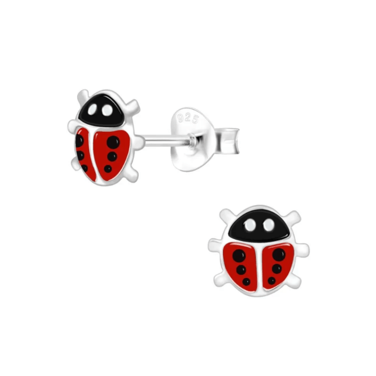 Sterling Silver Ladybug Baby Children Earrings - Trendolla Jewelry