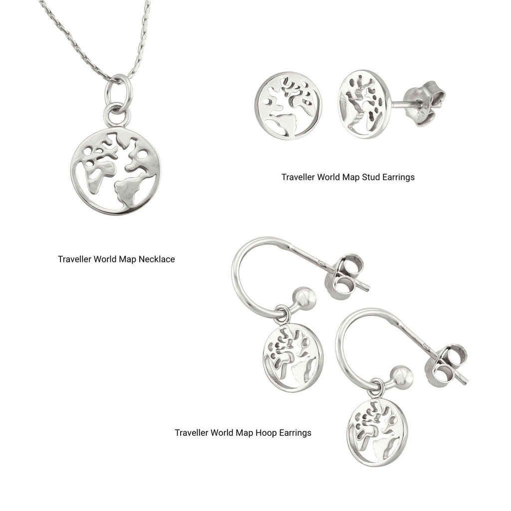 Traveller World Map Hoop Earrings - Trendolla Jewelry
