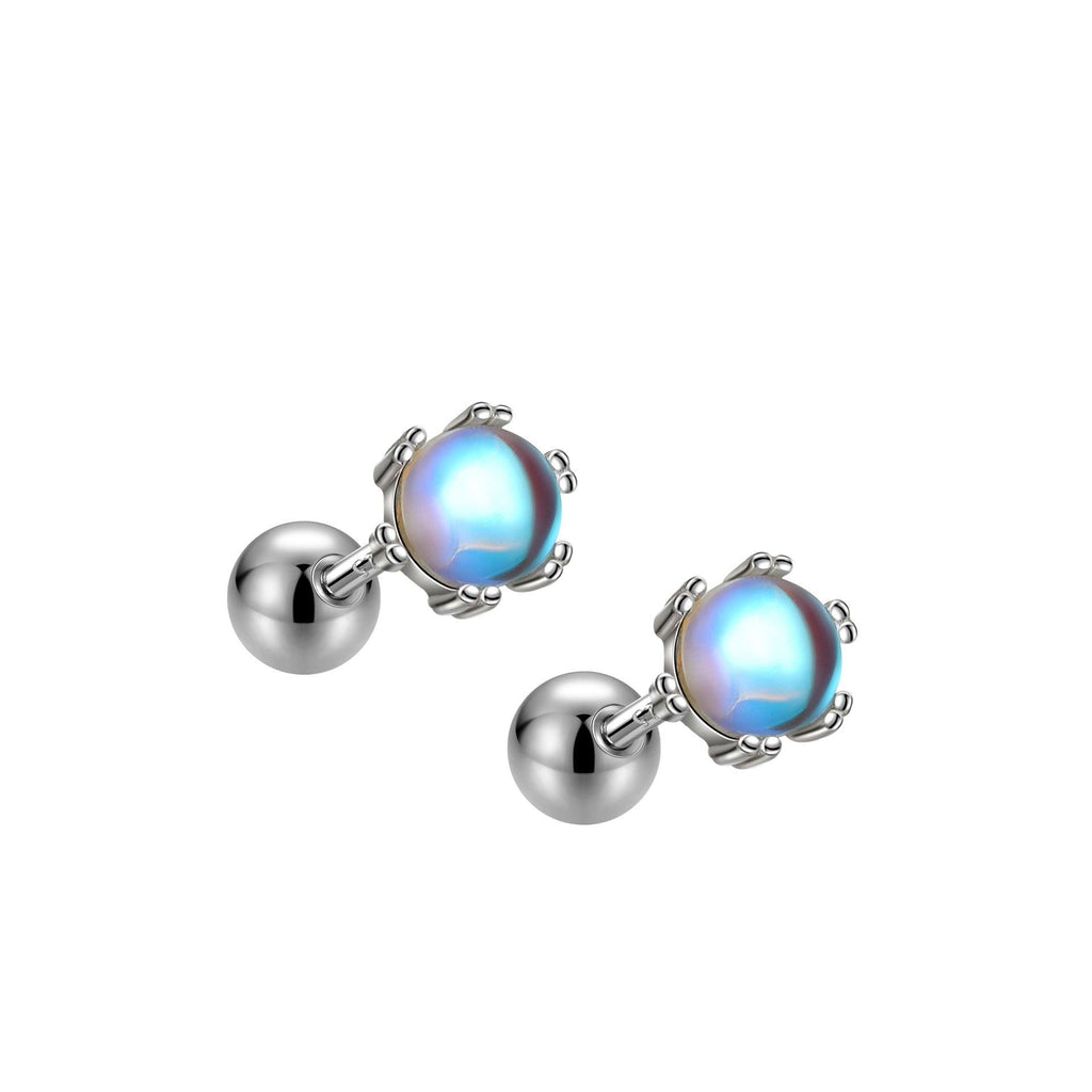 Trendolla Moonstone Stud Earrings Ball Back Earrings Nap Earrings - Trendolla Jewelry